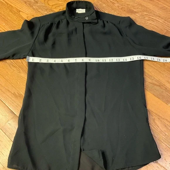 VINTAGE CAMICE Black Sheer High Neck Blouse | Balloon Sleeve Victorian Top XS - Picture 6 of 7